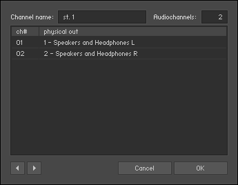 The channel configuration dialog.