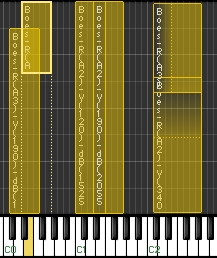 The Mapping Editor with various zones depicted in yellow. The yellow has a gradient indicating cross fades between zones.