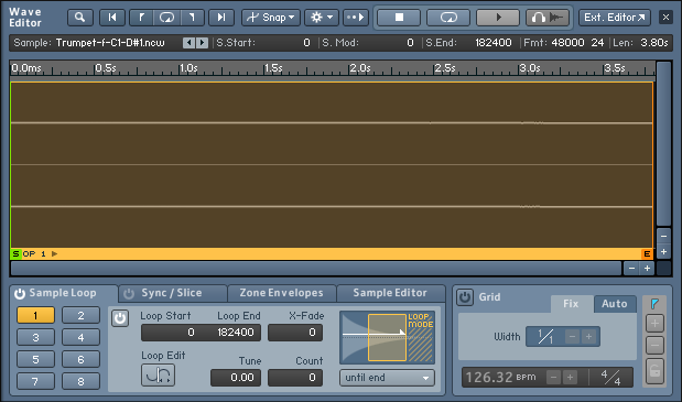 The Wave Editor panel with the Sample Loop tab selected.