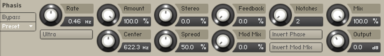 The Phasis effect interface.