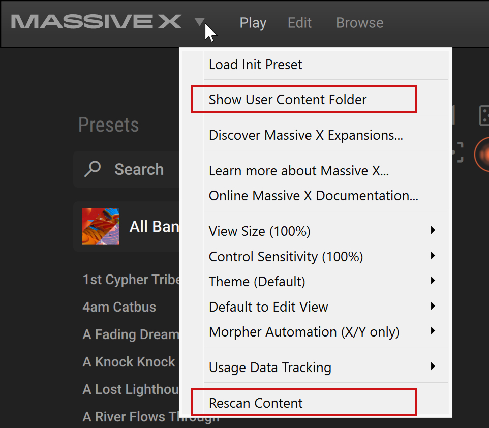 Browser and presets