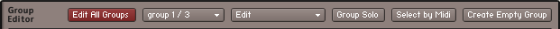 The header of the Group Editor including options and utility functions.