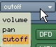 The selection drop-down menu for assigning a zone envelope. Cutoff is currently selected.