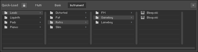The Quick-Load Browser, displaying an exemplary directory structure.