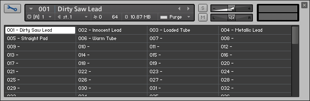 The instrument list view.