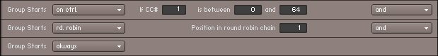 Three group start conditions combined together with the logical And operator.
