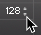 Up and down arrow buttons next to a number field.