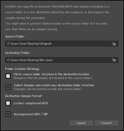 The Batch Compress dialog.