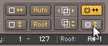 The Control Strip of the Mapping Editor. The mouse cursor is hovering over a button with a Midi icon.