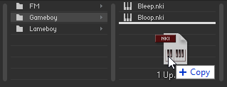 ​Dragging an object into the Quick-Load Browser with the mouse.