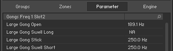 The Expert tab, displaying the values of EQ frequency parameters across multiple Groups.